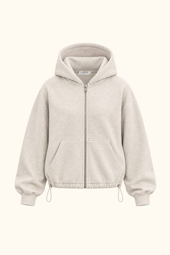 Verkürzter Zip-Hoodie mit Kordelzug