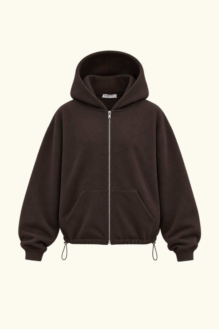 Verkürzter Zip-Hoodie mit Kordelzug
