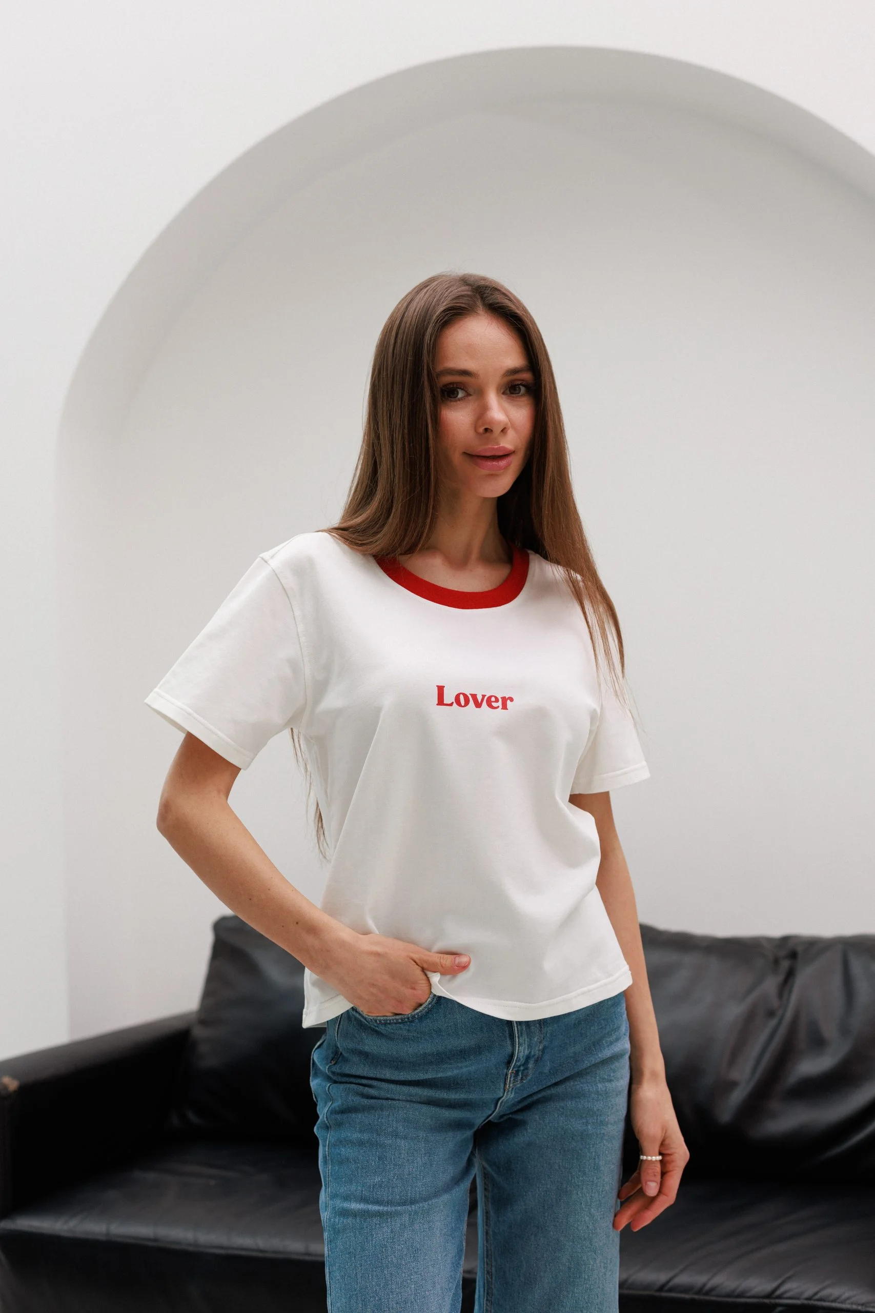 ФУТБОЛКА "LOVER", МОЛОКО