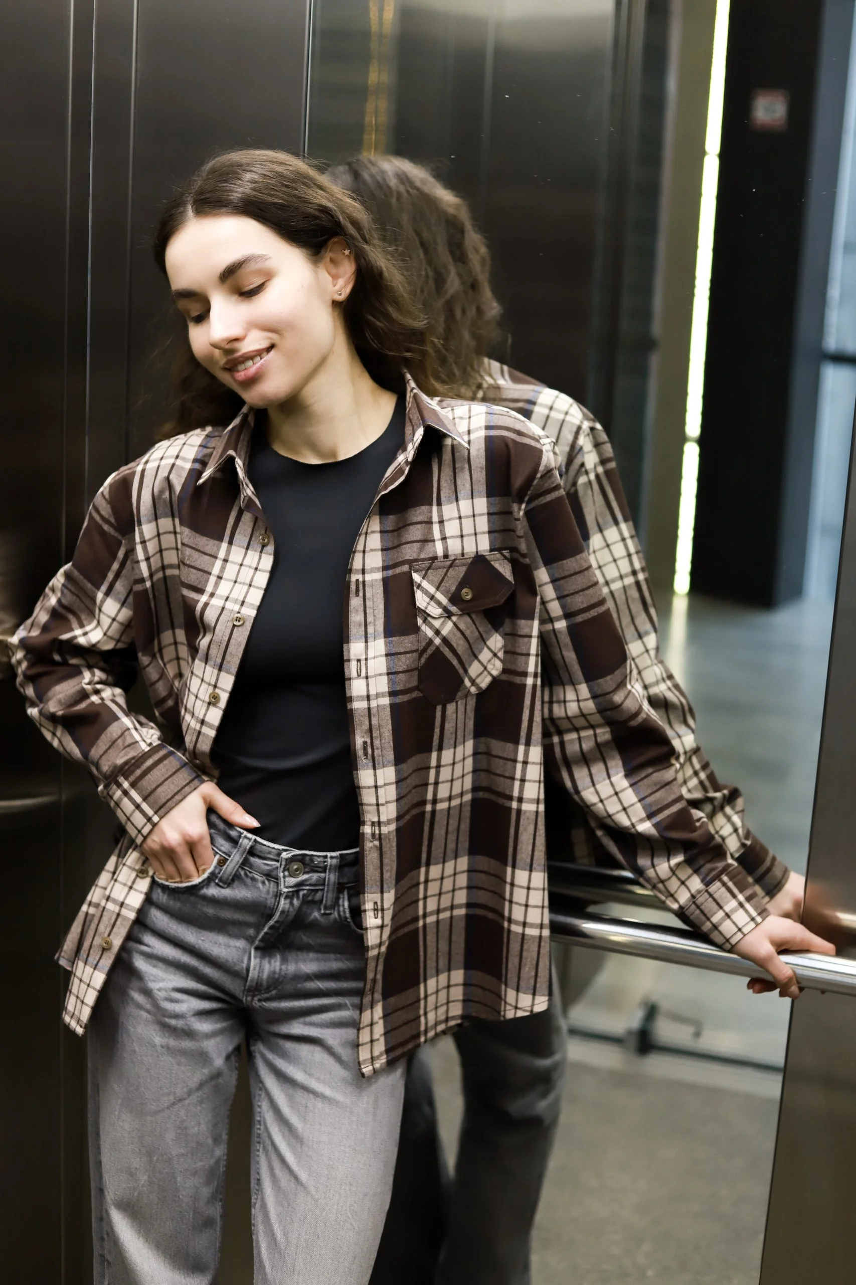 СОРОЧКА В КЛІТИНКУ УНІСЕКС PREMIUM, ШОКОЛАД