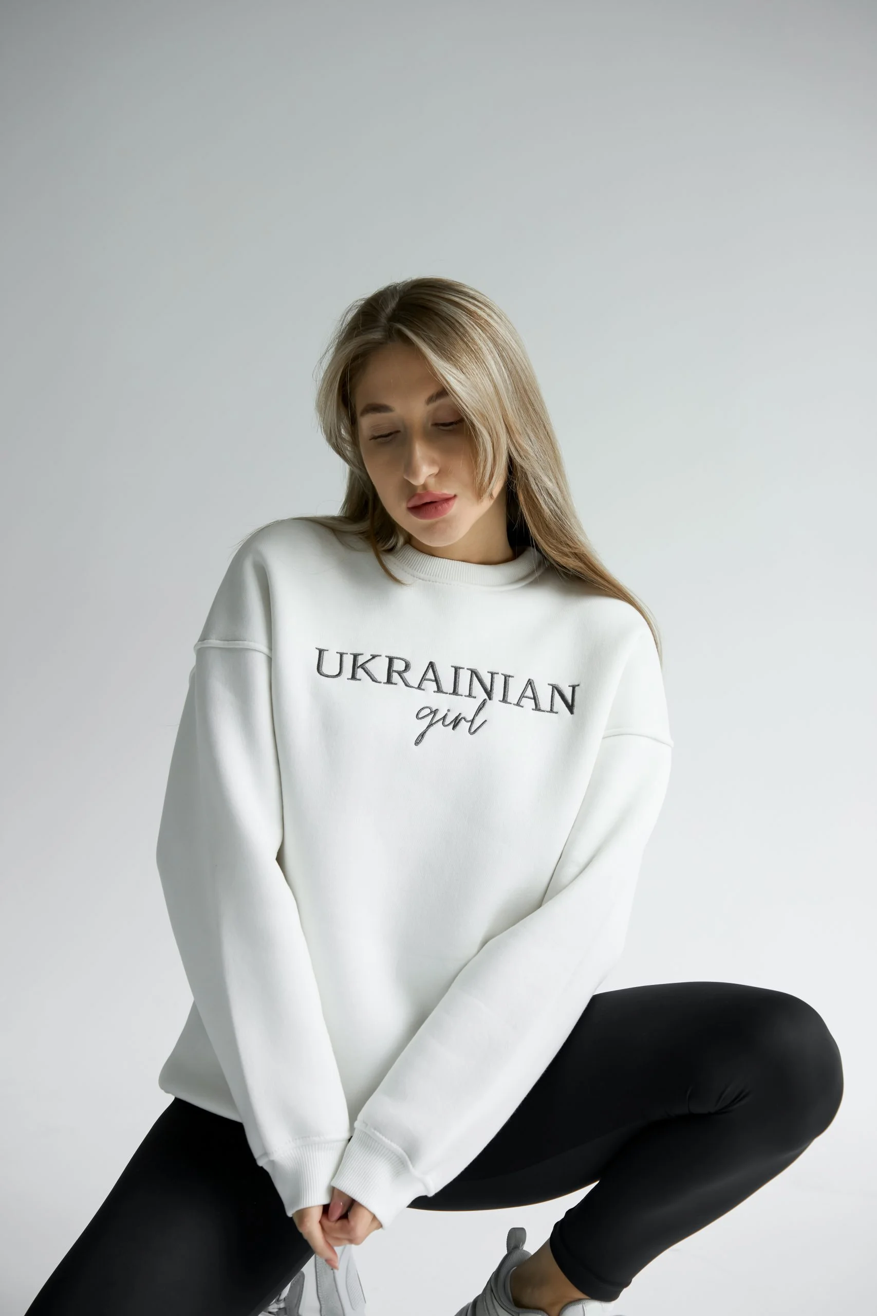 СВІТШОТ ФЛІС UKRAINIAN GIRL, МОЛОЧНИЙ