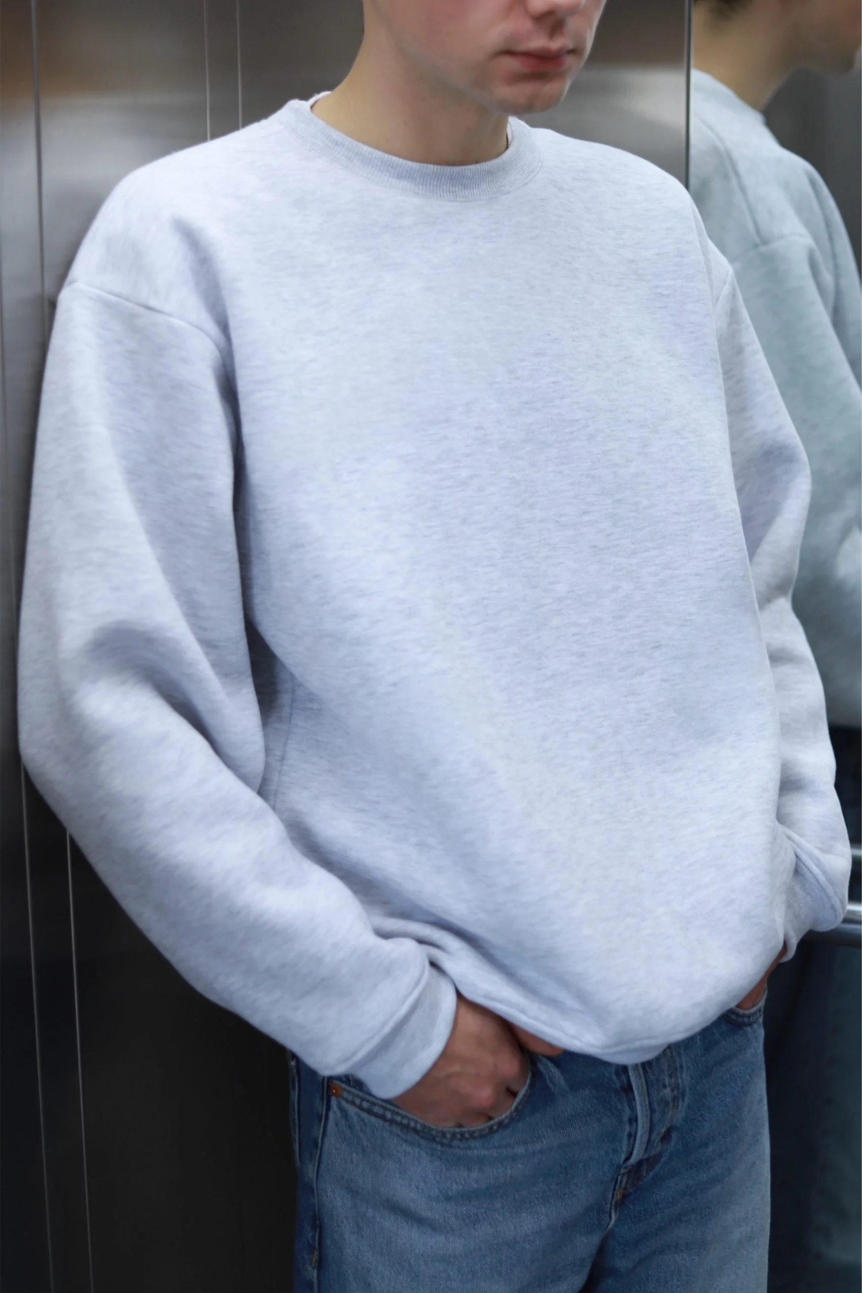 СВІТШОТ ОВЕРСАЙЗ PREMIUM, НА ФЛІСІ, СІРИЙ МЕЛАНЖ