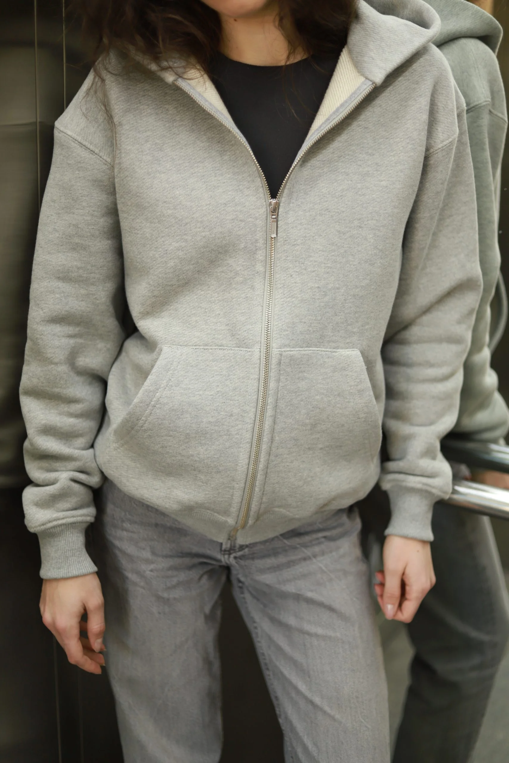 COTTON ZIP-ХУДІ PREMIUM, СІРИЙ МЕЛАНЖ