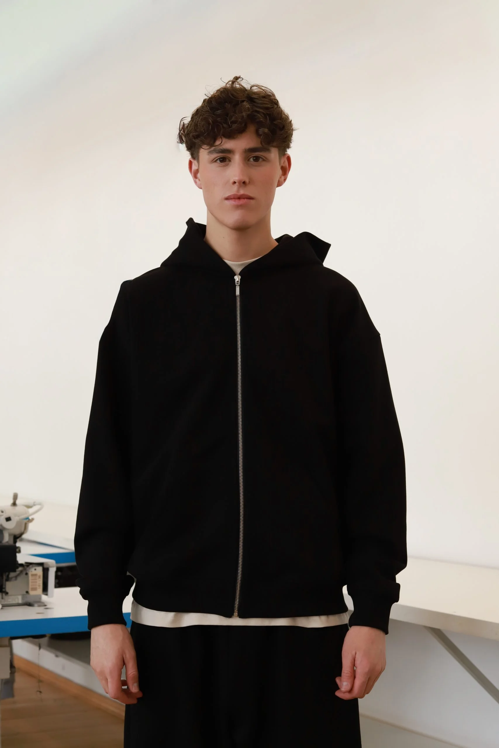 COTTON ZIP-ХУДІ, PREMIUM, ЧОРНЕ