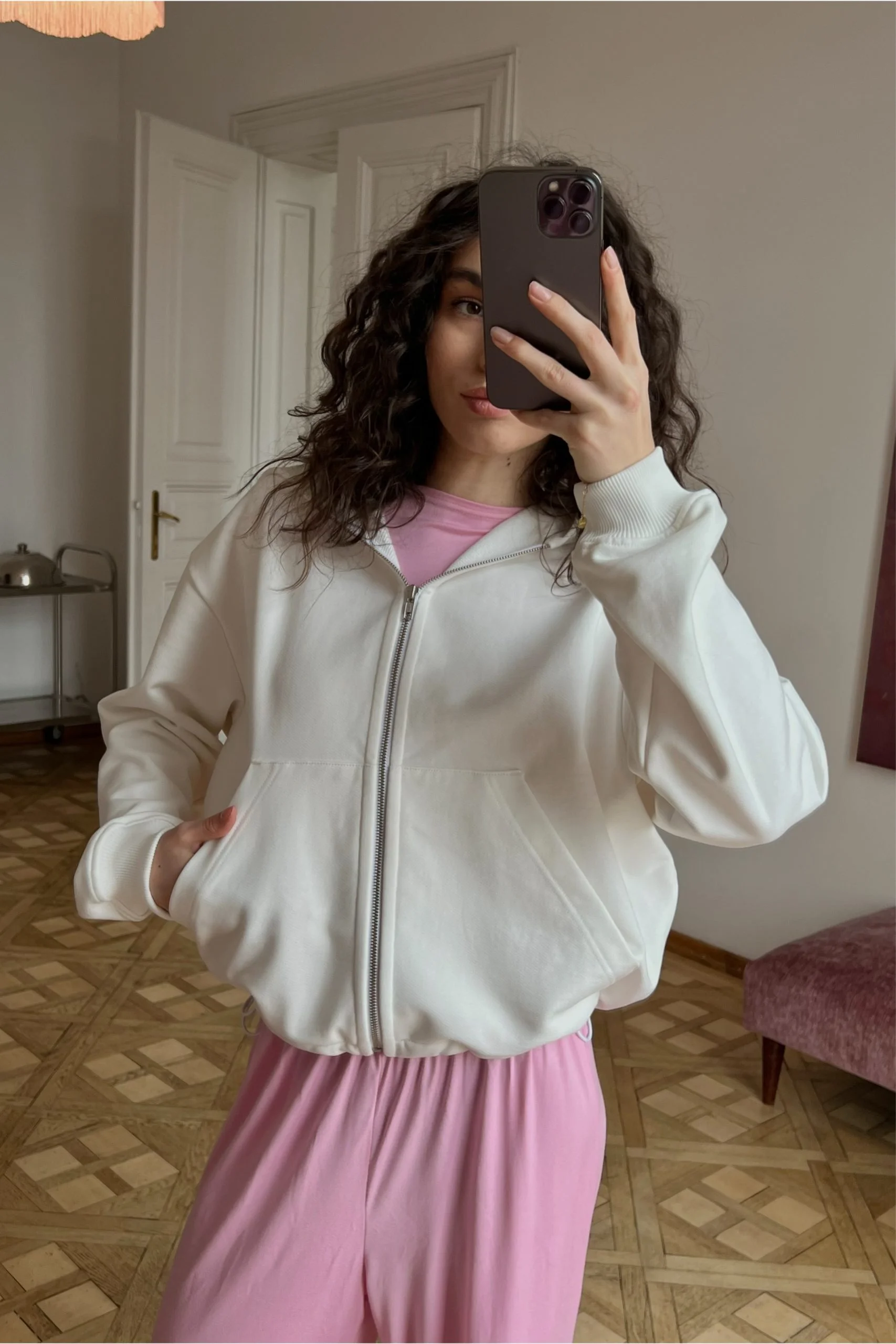 ZIP-ХУДІ ВКОРОЧЕНЕ ЖІНОЧЕ, PREMIUM, МОЛОЧНЕ