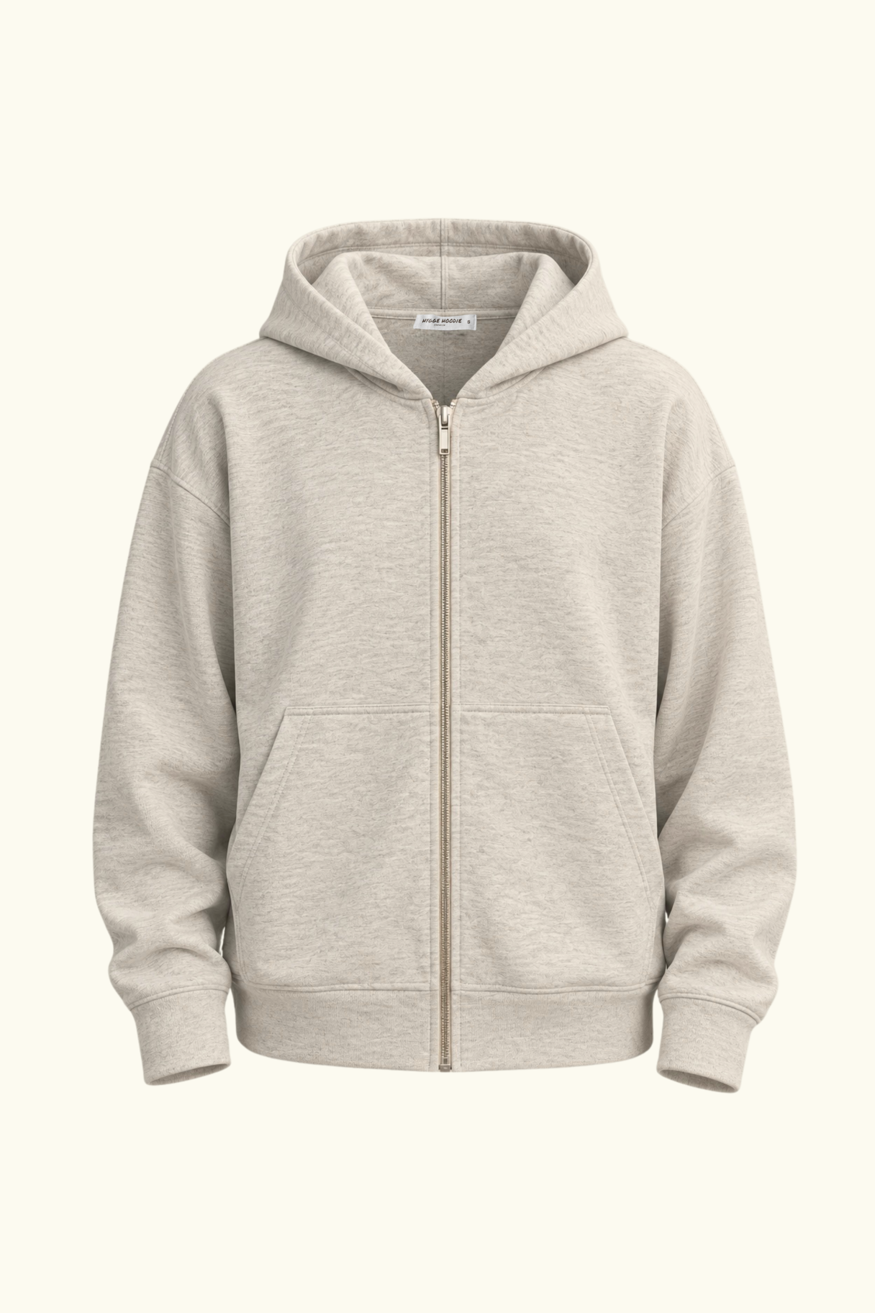 COTTON ZIP-ХУДІ OVERSIZE, БЕЖ МЕЛАНЖ