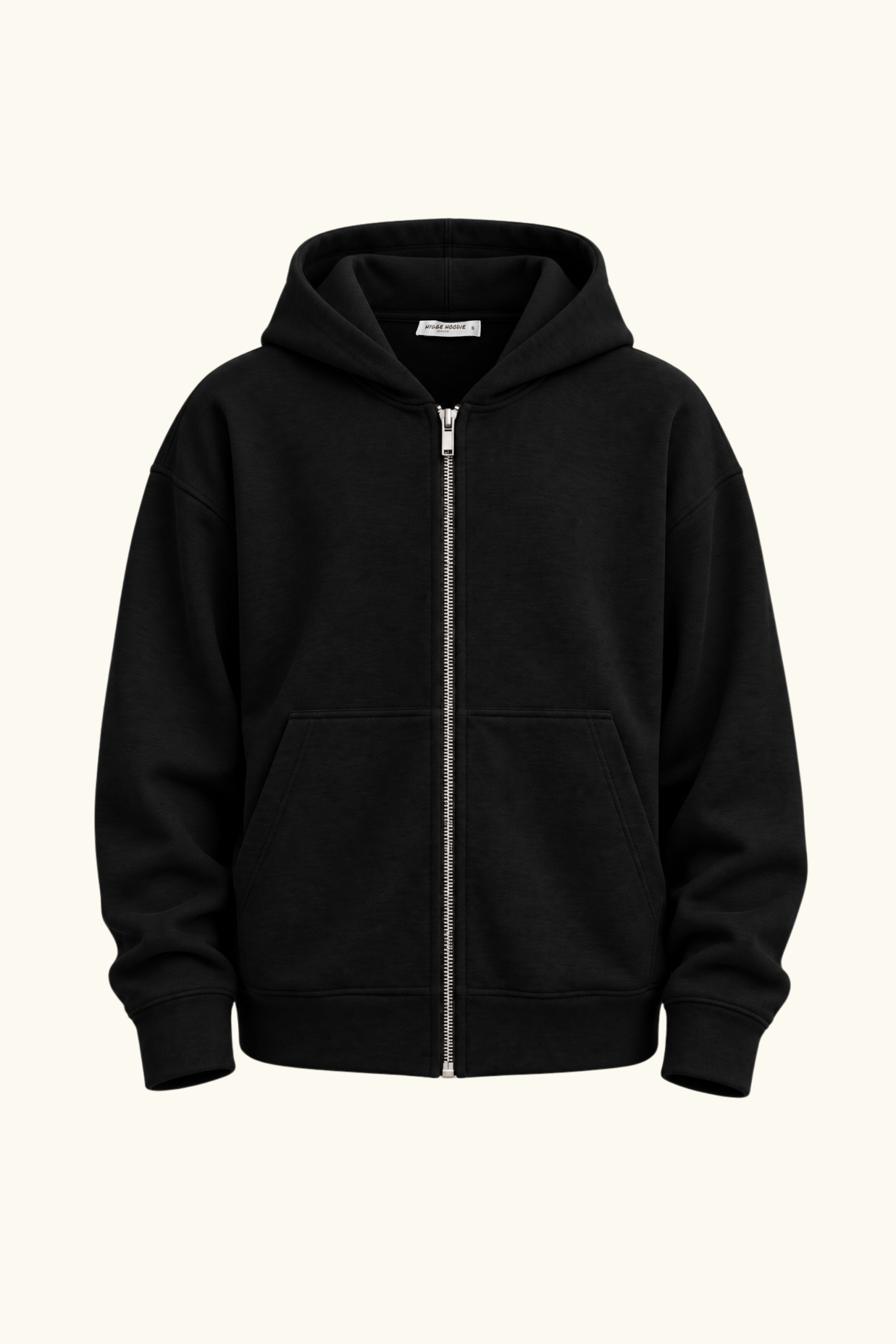 COTTON ZIP-ХУДІ OVERSIZE, ЧОРНЕ