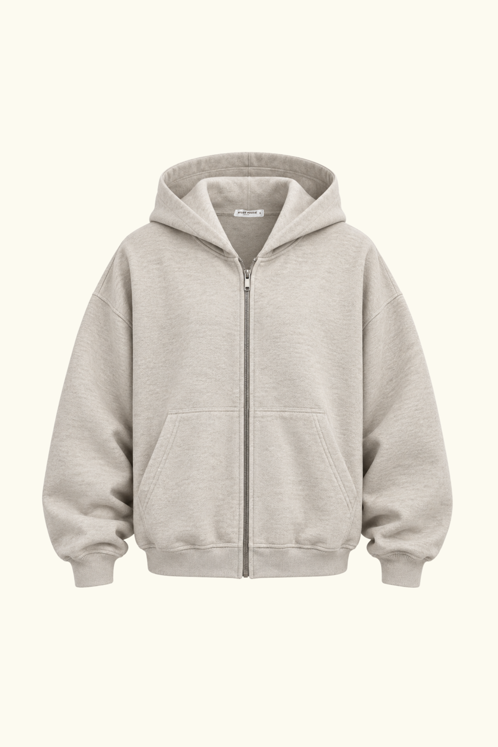 COTTON ZIP-ХУДІ OVERSIZE, БЕЖ МЕЛАНЖ
