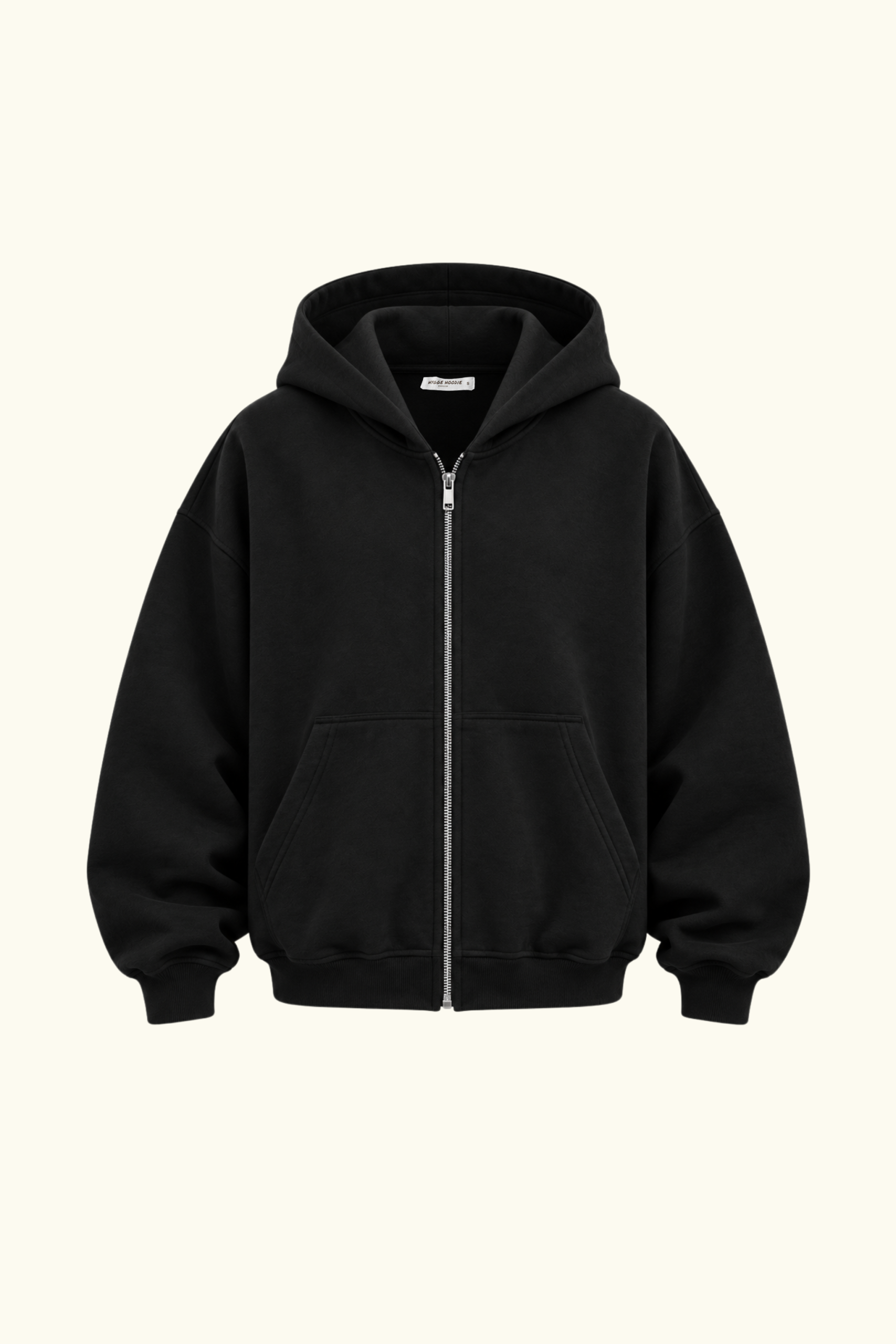 COTTON ZIP-ХУДІ OVERSIZE, ЧОРНЕ