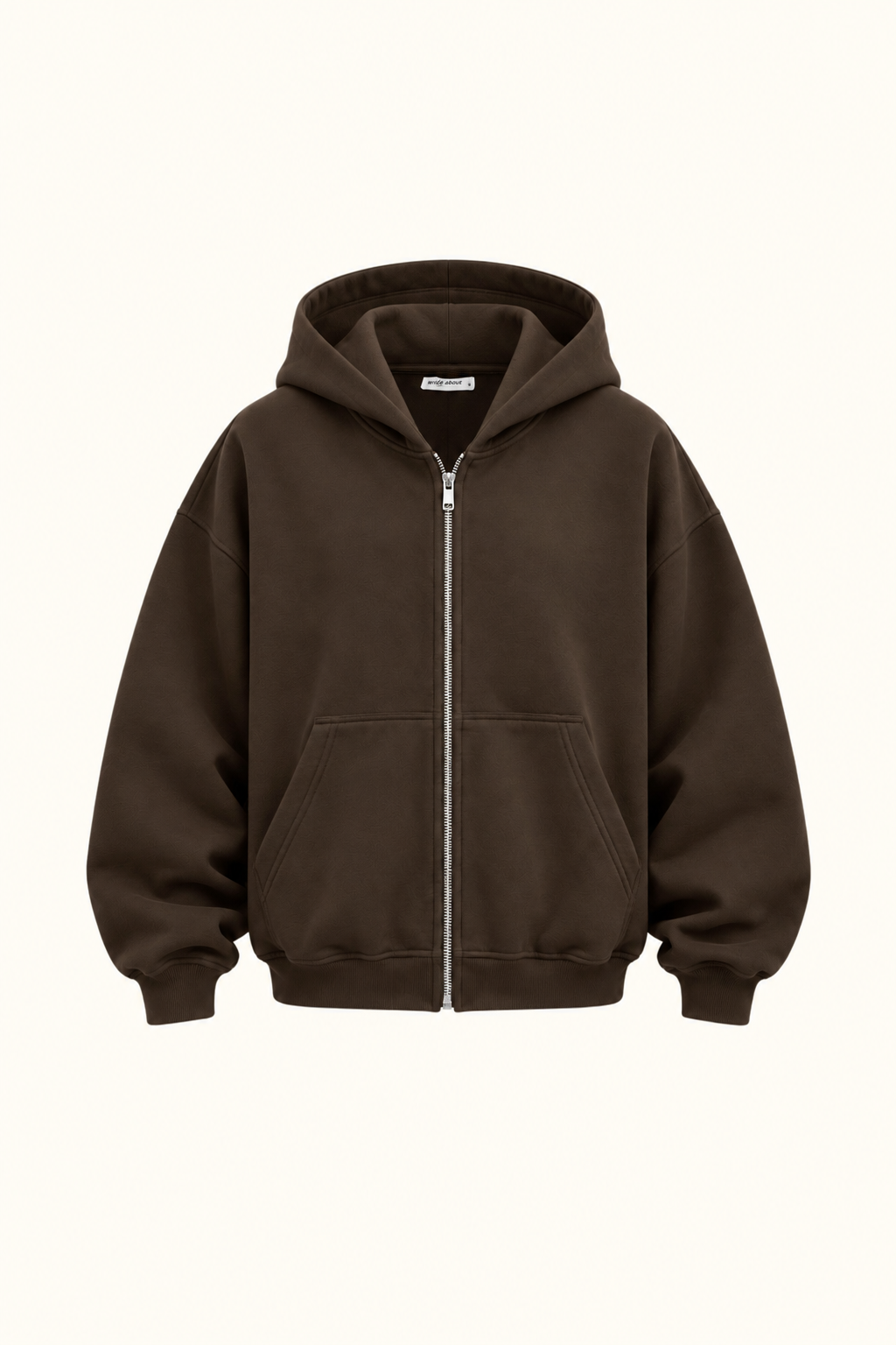 COTTON ZIP-ХУДІ OVERSIZE, ШОКОЛАД